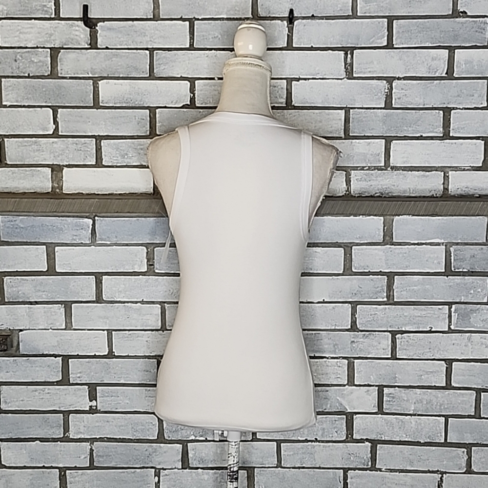 Time And Tru Women's Sleeveless High Neck Ribbed Tank Top Size Small White - Picture 5 of 13